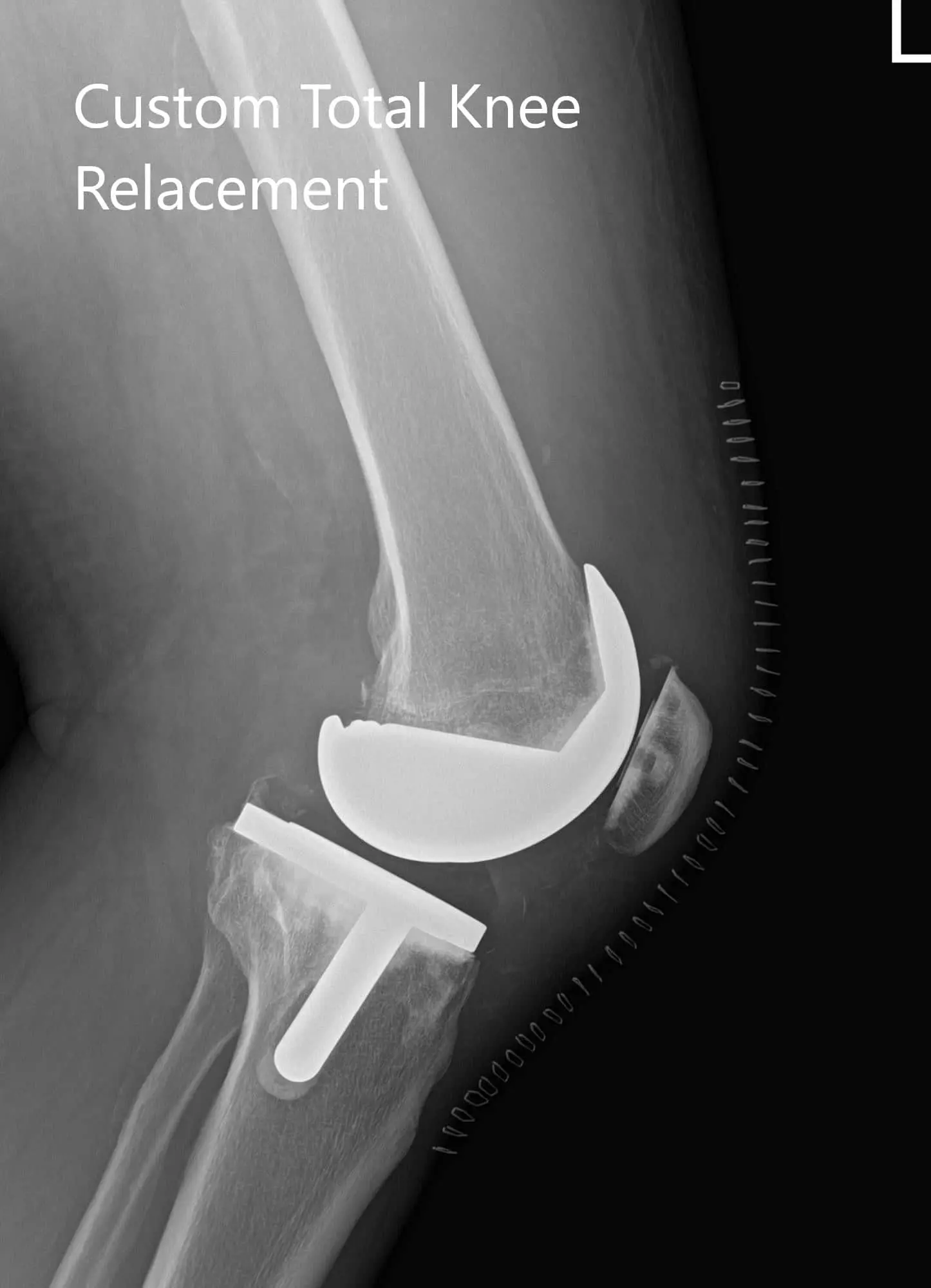 Preoperative X-ray of the left knee showing AP and lateral views - img 2