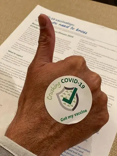 Dr. Karkare doing his part in stopping the pandemic by getting vaccinated for Covid-19.